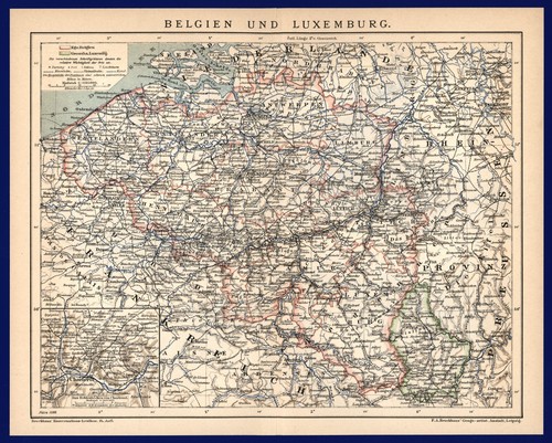 Landkarte anno 1899 belgien - 1899,